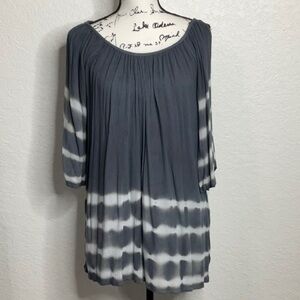 Soft Surrounding EUC Blue & White Cold Shoulder Top, Size Small. Rayon.